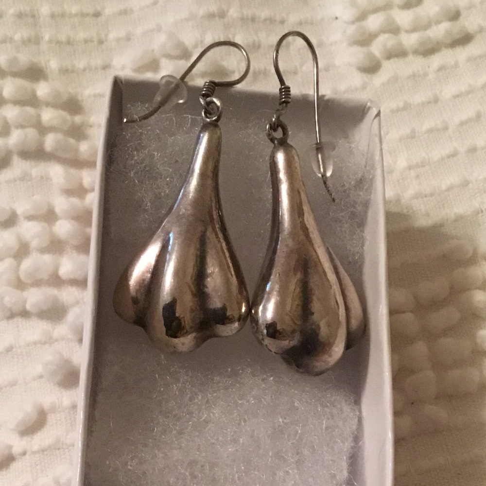 Sterling teardrop fluted earrings 921 - Picture 2 of 4